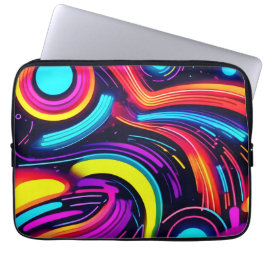 Neon Droomlandschap Kunst Laptop Sleeve