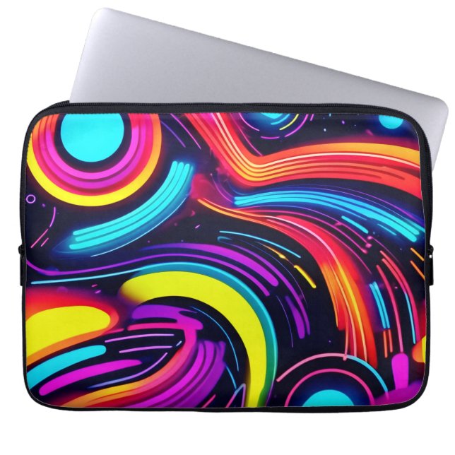 Neon Droomlandschap Kunst Laptop Sleeve (Voorkant)