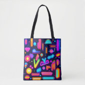Neon Droomlandschap Symfonie Tote Bag (Voorkant)