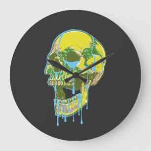 Neon druipende schedelillustratie – Stout grunge-k Grote Klok