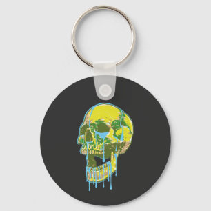 Neon druipende schedelillustratie – Stoutgrungekun Sleutelhanger