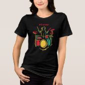 Neon Drums Line Art | Levendig muzikaal T-shirt (Voorkant)