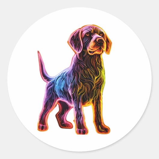 Neon Duitse draadaanwijzer Ronde Sticker (Voorkant)