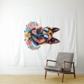 Neon Duitse herder met zonnebril Wandkleed (In Situ (horizontaal))