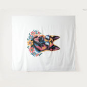 Neon Duitse herder met zonnebril Wandkleed (Voorkant (horizontaal))