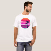 Neon Dusk – 90s VHS Vaporwave Sunset T-shirt (Voorkant volledig)