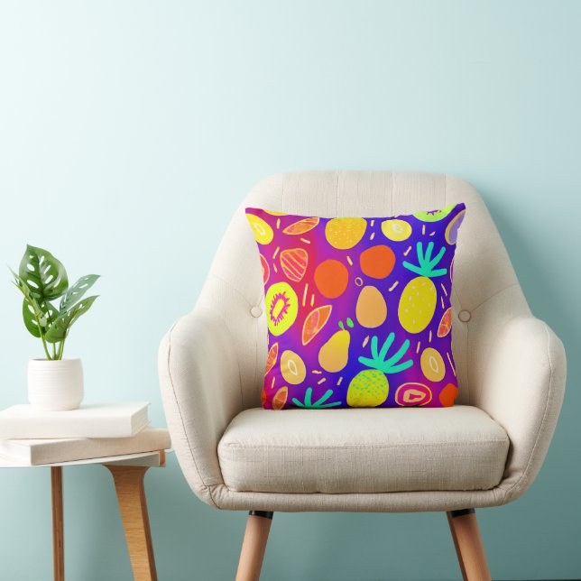 Neon Dynamic Fruit Pattern Art Kussen (Stoel)