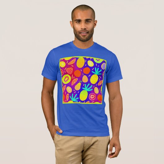 Neon Dynamic Fruit Pattern Art T-shirt (Voorkant volledig)