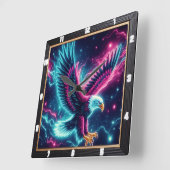 Neon Eagle Lightning Bolt Vierkante Klok (Hoek)