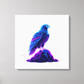 Neon Eagle on Glowing Rock – Cyberpunk Style Canvas Afdruk (Voorkant)