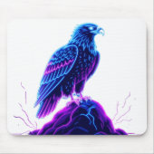 Neon Eagle on Glowing Rock – Cyberpunk Style Muismat (Voorkant)