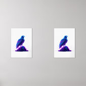 Neon Eagle on Glowing Rock – Cyberpunk Style Muurkunst Sets (Voorkant)