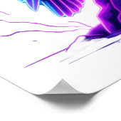 Neon Eagle on Glowing Rock – Cyberpunk Style Poster (Hoek)