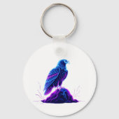 Neon Eagle on Glowing Rock – Cyberpunk Style Sleutelhanger (Voorkant)