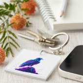 Neon Eagle on Glowing Rock – Cyberpunk Style Sleutelhanger (Voorkant Rechts)