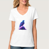 Neon Eagle on Glowing Rock – Cyberpunk Style T-shirt (Voorkant)