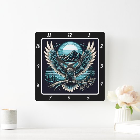Neon Eagle Skyflare Vierkante Klok (Huis)