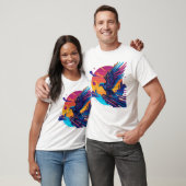 Neon Eagle Synthwave Retro Zonsondergang Cyber Art T-shirt (Unisex)
