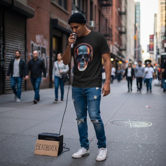 Neon Echo: Synthwave Gamer Skull Graphic T-shirt