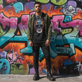 Neon Echo: Synthwave Gamer Skull Graphic T-shirt