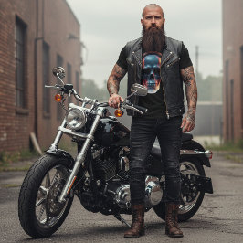 Neon Echo: Synthwave Gamer Skull Graphic T-shirt