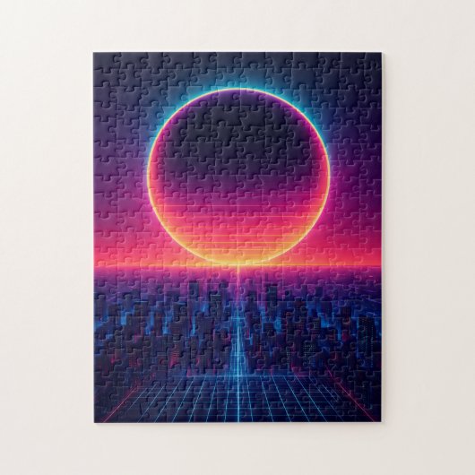 Neon Eclipse Over the Cyber City Legpuzzel (Verticaal)