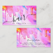 Neon Eenhoorn Holografische Dikke Glitter Druppelt Visitekaartje (Voorkant / Achterkant)