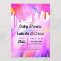 Neon Eenhoorn Holografische Glitter Drip Baby show