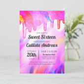 Neon Eenhoorn Holografische Glitter Druppelt Zoet  Kaart (Staand voorkant)