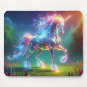 Neon Eenhoorn Kunst – Glanzende Fantasie Paard Reg Muismat