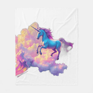 Neon Eenhoorn met iriserende wolken Fleece Deken
