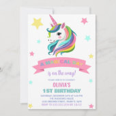 Neon Eenhoorn Verjaardagsuitnodigingen Kaart (Voorkant)