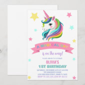 Neon Eenhoorn Verjaardagsuitnodigingen Kaart (Voorkant / Achterkant)