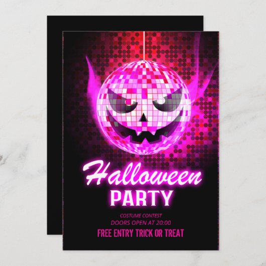 Neon Effect Adult Halloween party Kaart (Voorkant / Achterkant)