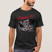 Neon Effect Classic 1957 Chevy Car Red Script  T-shirt (Voorkant)