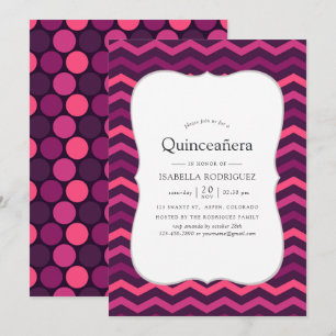 Neon effect paars en roze Quinceanera Kaart