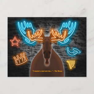 Neon eland op een bar ansichtkaart feestdagenkaart