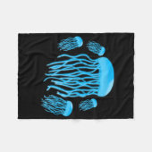 Neon Electric Blue Ggloing Jellyfish Familie Fleece Deken (Voorkant (Horizontaal))
