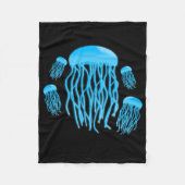 Neon Electric Blue Ggloing Jellyfish Familie Fleece Deken (Voorkant)