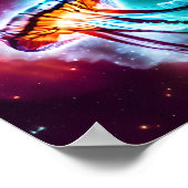 Neon Electric Cosmic Jellyfish Orbiting Stars Poster (Hoek)