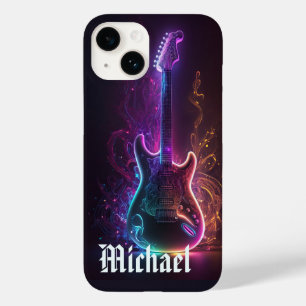 Neon Electric Guitar Music Persoonlijke naam Case-Mate iPhone 14 Hoesje