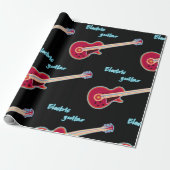 Neon Electric Guitar Retro 80s Rock Music Cadeaupapier (Uitgerold)