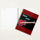Neon Electric Guitar Retro 80s Rock Music Planner (Display)
