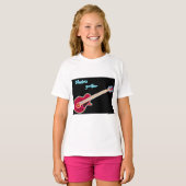 Neon Electric Guitar Retro 80s Rock Music T-shirt (Voorkant volledig)