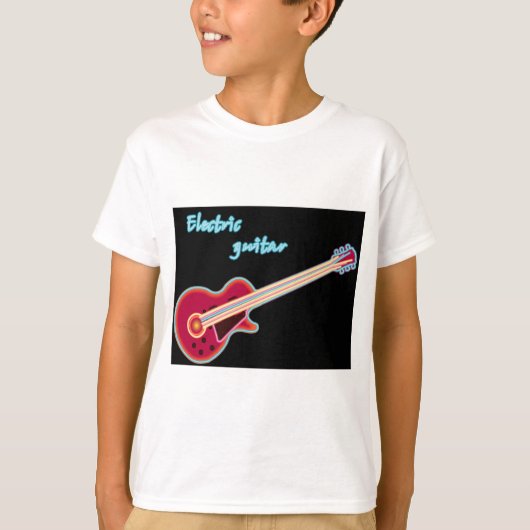 Neon Electric Guitar Retro 80s Rock Music T-shirt (Voorkant)