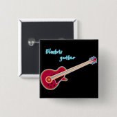 Neon Electric Guitar Retro 80s Rock Music Vierkante Button 5,1 Cm (Voorkant /achterkant)