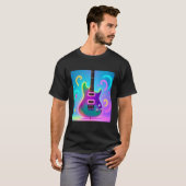 Neon Electric Guitar - Retro Synthwave Music Art T-shirt (Voorkant volledig)