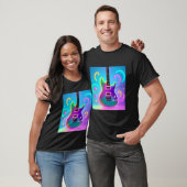 Neon Electric Guitar - Retro Synthwave Music Art T-shirt (Unisex)
