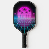 Neon Electric Palms Retro Vaporwave Custom Pickleb Pickleball Paddle (Achterkant)
