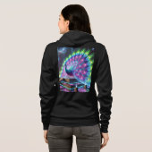 Neon Electric Peacock Hoodie T-Shirt Design. (Achterkant volledig)